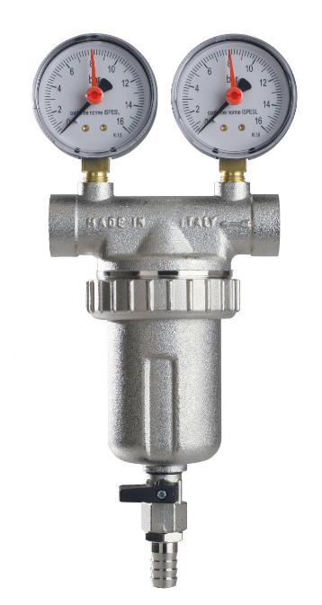 100 mikronos nyomásmérő órás vízszűrővel a háztartási gépek védelméért